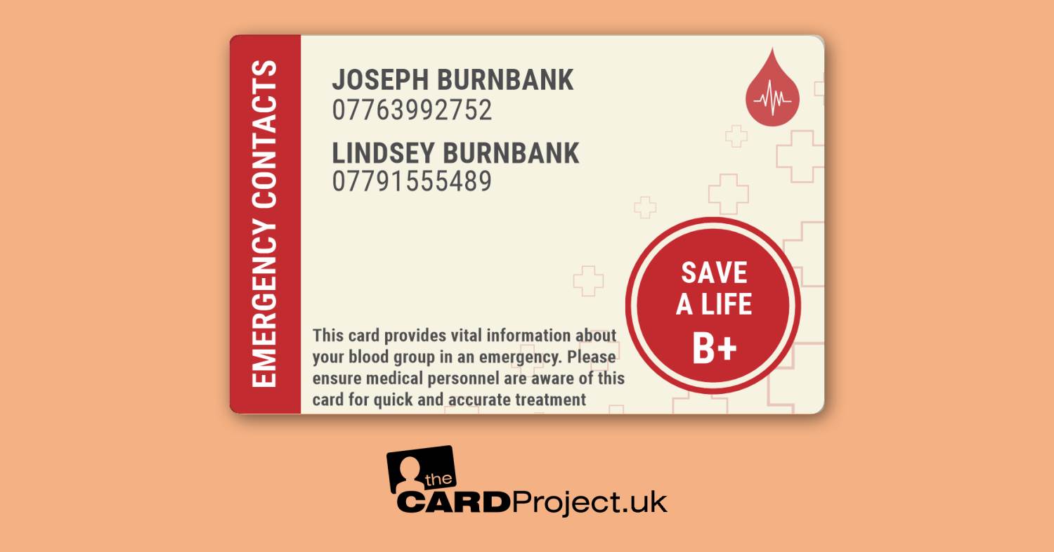 UK Blood Group Photo ID Card Design 4 (REAR)